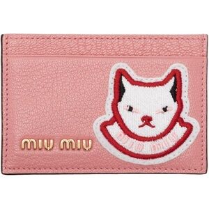 Miu Miu Pink Card Holder with Cat Patch